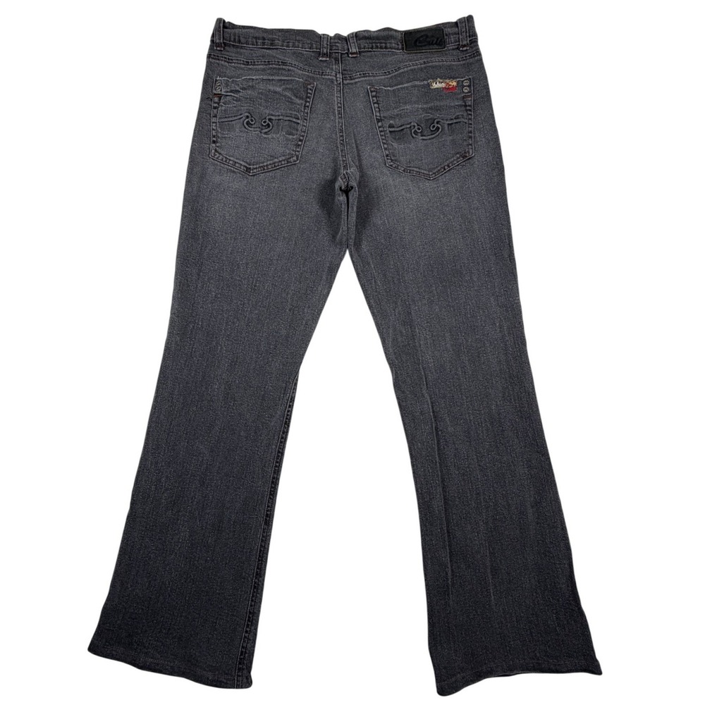 Y2K Blue Cult Womens Size 33 Bootcut Jeans Faded Black Stretch‎ Denim Mid Rise